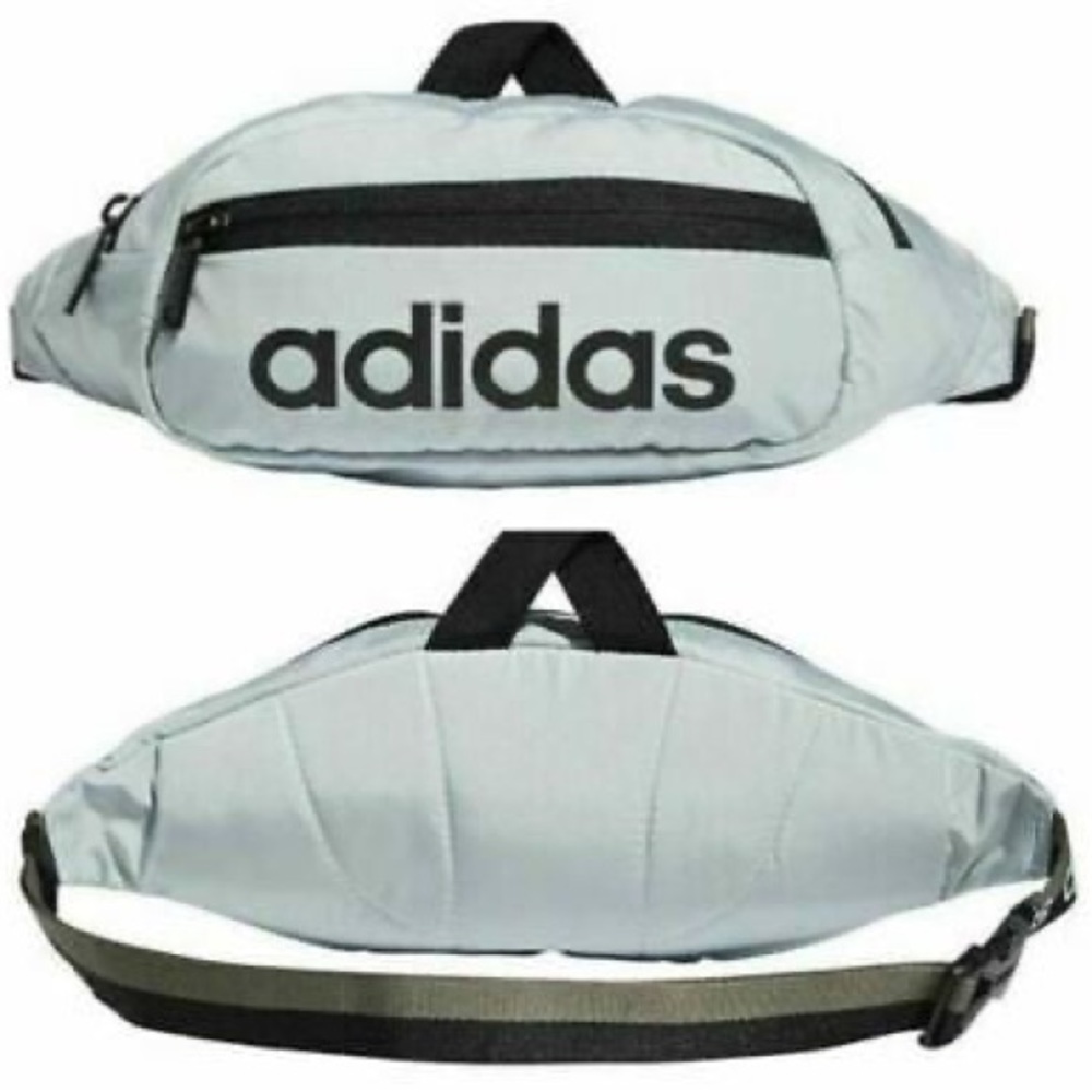 Adidas Crossbody Bag Fanny Pack - Gray/Blue Puffer One Strap Zip Closure